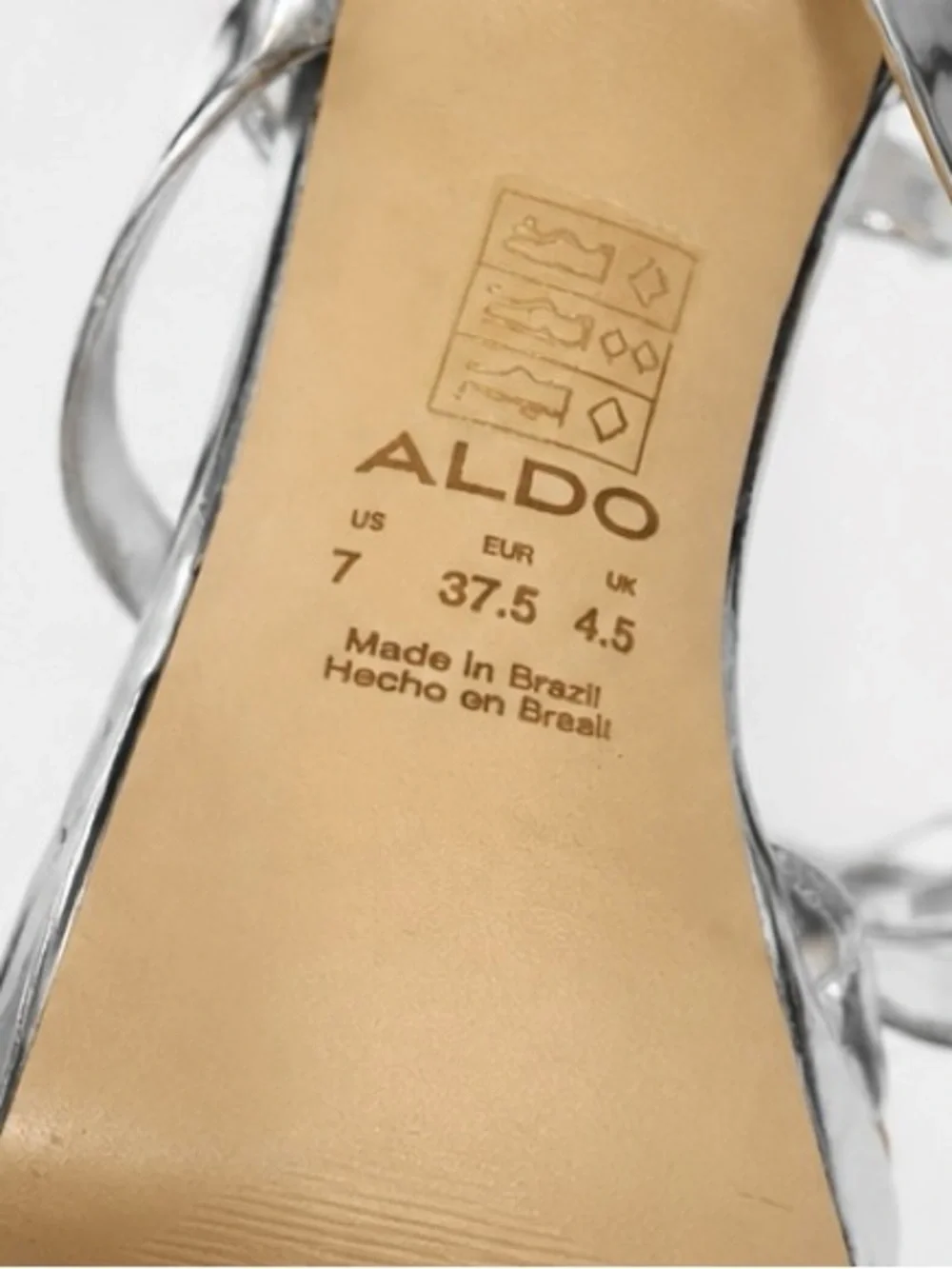 Aldo silver metallic strappy heels Size US 7 - Picture 4 of 4